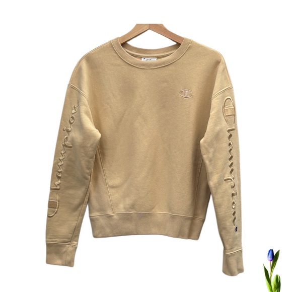 Champion Tops - Champion Beige Crewneck Sweatshirt Logo Size S